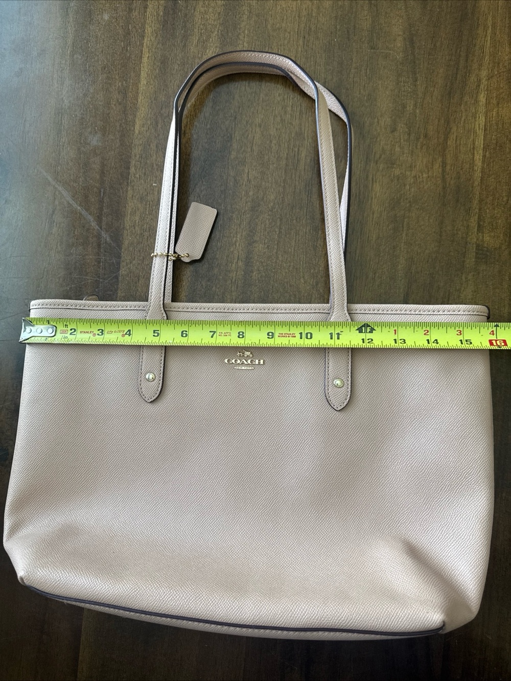 Coach City Tote Bag Crossgrain Leather Purse Pink F57522 Shoulder Double Handle - Picture 10 of 12